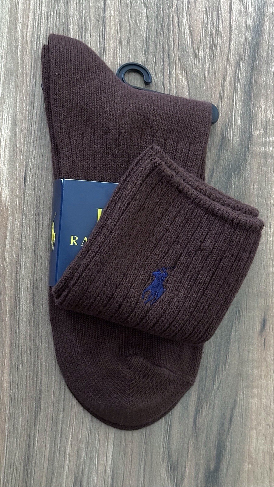 Polo Ralph Lauren Signature Pony Calze Classiche Crew Cotone Marrone Scuro 1 Paia
