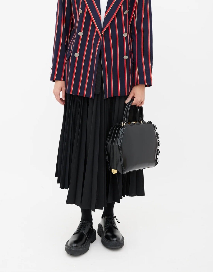 Rare Simone Rocha Box Bag Tote Purse Bag Womens Black Leather