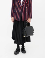 Rare Simone Rocha Box Bag Tote Purse Bag Womens Black Leather Frill Scallop