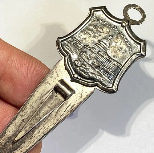 Marcador Capital Washington DC Vintage 4 7/8 pulgadas Insignia Escudo Plata Aplicada g28 - Imagen 2 de 11