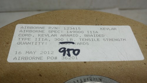 891 Yards of 149000 T3A Braided Cord Made with Kevlar 100% 3mm dia 300 lb. - Picture 3 of 4