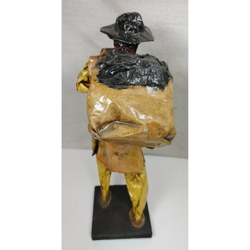 Mexican Folk Art Paper Mache Statue Farm Working Man Figurine with Hat Vintage - Picture 2 of 12