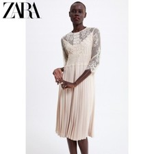 Zara Cream Pink Dress | NWT | S |