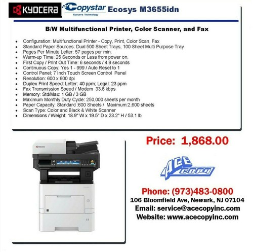 Buy Kyocera Ecosys M3655idn Laser MFP 
