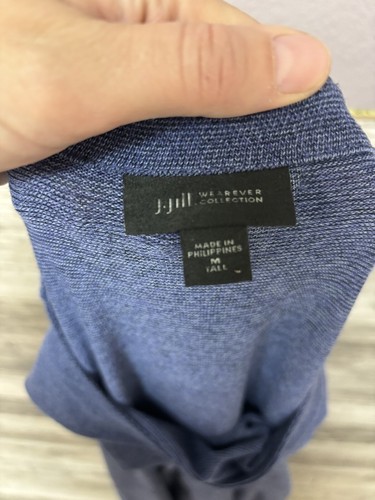 J. Jill Womens Wearever Shirt Size Medium Tall 3/4 Sleeve Pullover Blue Blouse - Picture 13 of 13
