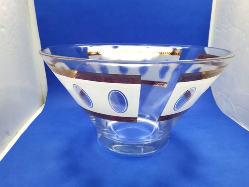 Ponche/ensaladera vintage años 50 Alberto Culver vidrio pesado oro 22k patrón pisa. - Imagen 2 de 3