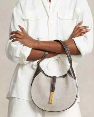 バッグ Polo Ralph Lauren Canvas Leather Bag Polo RALPH LAUREN Polo ID Canvas + Leather Small Shoulder Bag Moon