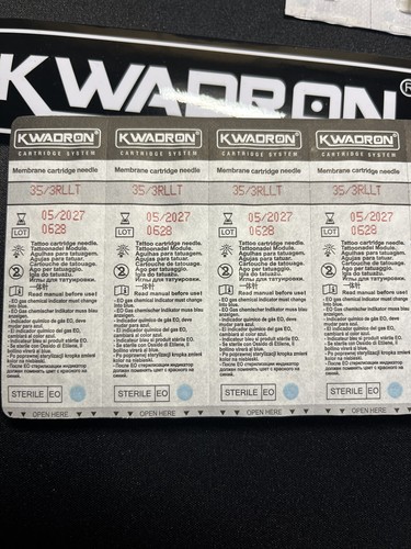 KWADRON Professional Cartridge Tattoo Needles Box of 19 High Quality 35/3RLLT - Picture 2 of 2