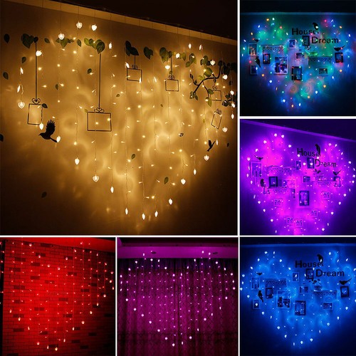 Hanging LED Christmas Fairy Love String Lights Icicle Curtain Bedroom Decoration - Picture 3 of 18