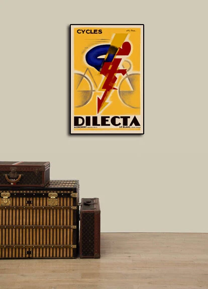 Póster de bicicleta francesa estilo vintage 1926 "Cycles Dilecta" - 24x36 Foto 3 de 3