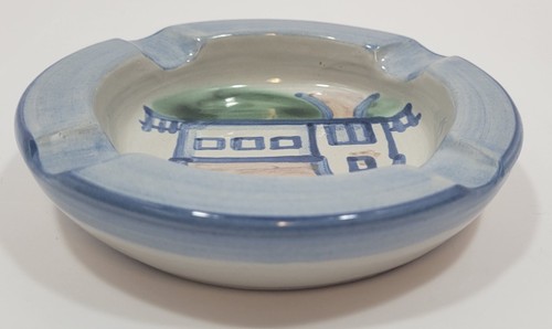 M. A. Hadley Signed Ceramic Folk Art 4.75" Rare Ashtray w/Barn Scene - Picture 6 of 9