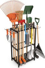 Garden Tool Organizer 3-tier Metal Yard Tool Rack With 14 Hooks 5 Slots Hold