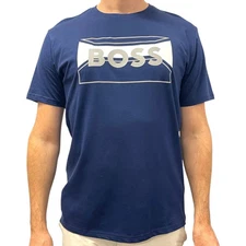 NWT Hugo Boss Graphic Logo T-Shirt Color Blue Size XL Cotton Tee ($78 Retail)