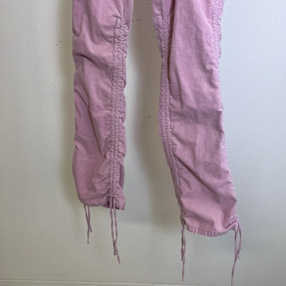 Y2K Bubblegum USA Rare Pink Corduroy Ruched Flare Drawstring Hem Pants Size 7/8 - Изображение 2 из 4