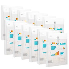 12 Pack Plastic Envelopes File Folders, Clear Poly Document Folder, Expandabl...