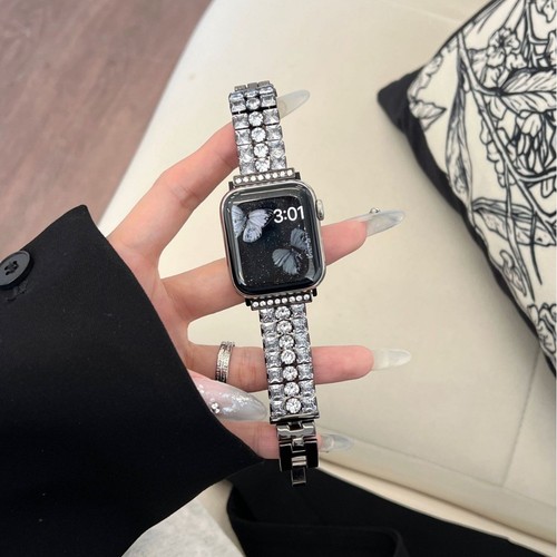 Correa de moda con pavé completo de diamantes de metal para Apple Watch S9/8/7/6/5 - Imagen 14 de 16