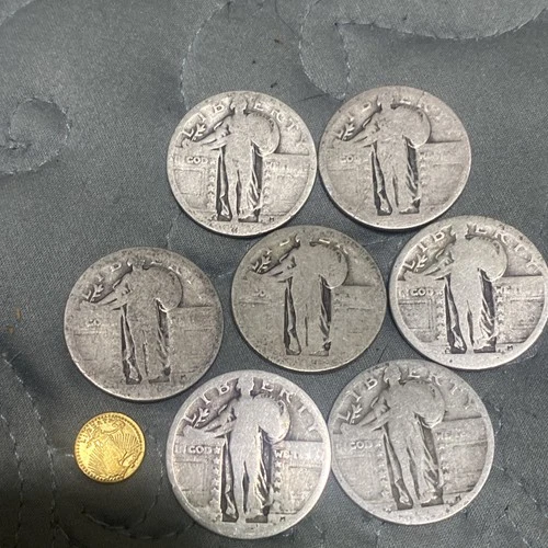 Lot of 7 silver Standing Liberty Quarters DATELESS No dates