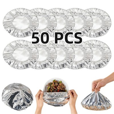 50/30Pcs Aluminum Foil Bowl Covers - Elastic Stretch Plate Wraps Kitchen Seals