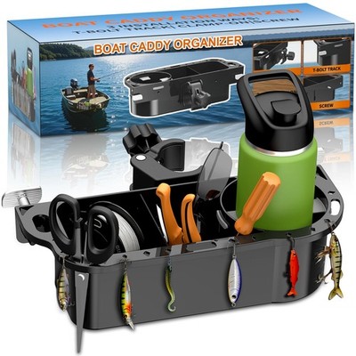Boat Caddy Organizer, 3-in-1 Mount (Screw/Fishing Boat Track/Clamp-On), Remov...