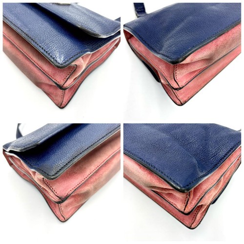 Miu Miu Leder Schultertasche Madras Turnlock Navy Leder Vintage Damen - Bild 5 von 9