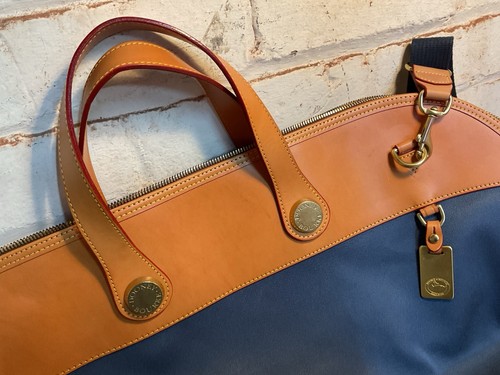 Dooney & Bourke braun Leder Canvas Cabriolet Beuteltasche Weekender Reisetasche 13x23x9 - Bild 5 von 12