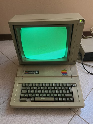 Pc Apple IIe (2e) Computer Vintage Epoca RARO con Schermo Funzionante Accessori