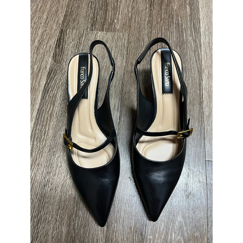 Tacones Franco Sarto de cuero negro Khloé con cordones para gatito talla 8 Foto 3 de 4