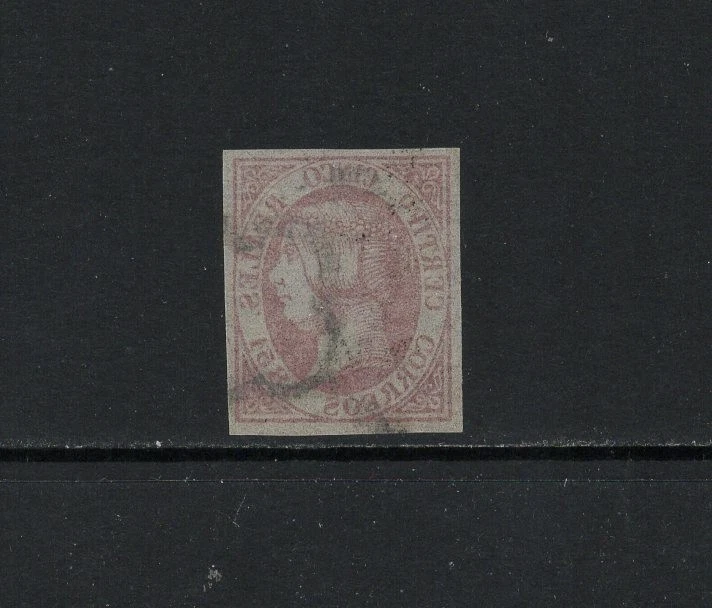 S6852 España 1851 Reina Isabel II 5R Rosa Papel Fino 1v.  usado Foto 2 de 2