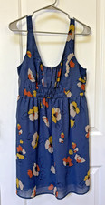 BAR III Women Mini Dress Large Floral Sleeveless Lined Smocked Beach Cottagecore