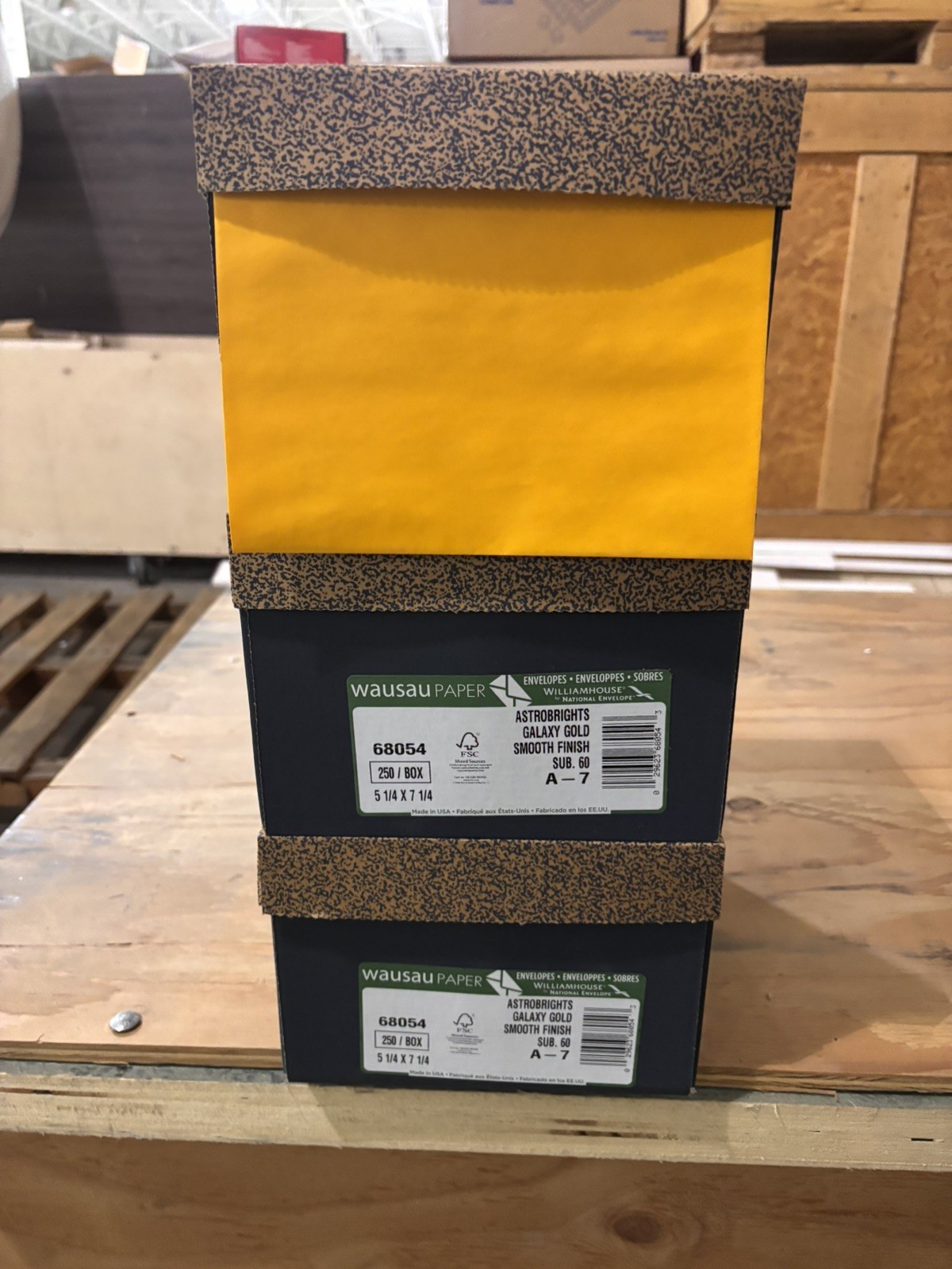  Cougar Astrobright Galaxy Gold A7 Envelopes, 750 total (3) Box’s  5.25” x 7.25”