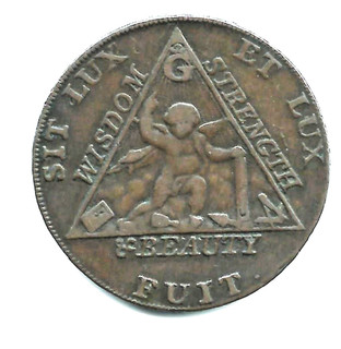 1790 MASONIC PRINCE OF WALES GRAND MASTER HALFPENNY TOKEN DH369 72 C32