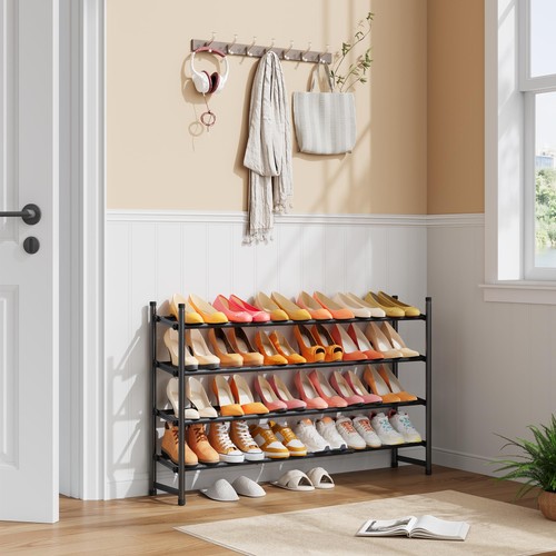 Erweiterbares Schuhregal für Schrank 4 Ebenen, 29"-41" Verstellbar & Stapelbar Schuh Sh... - Bild 6 von 8