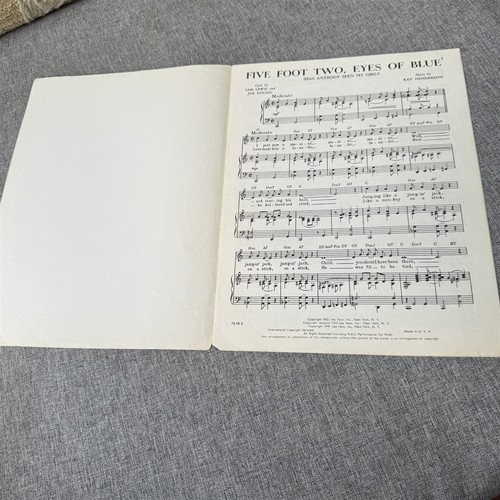Five Foot Two Eyes Of Blue - Vintage Sheet Music - 1953 - Picture 3 of 5