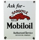 VINTAGE MOBILGAS PORCELAIN SIGN DEALERSHIP GAS STATION MOBIL MOTOR OIL GARGOYLE