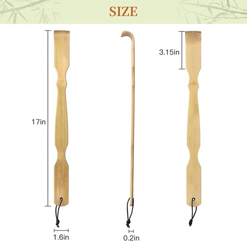 Bamboo Back Scratcher,100% Natural Bamboo Back Scratchers for Itching Relief,Str - Picture 2 of 11