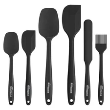 Silicone Spatula Set, 6 Pieces Food Grade Kitchen Utensils with Silicone Brus...