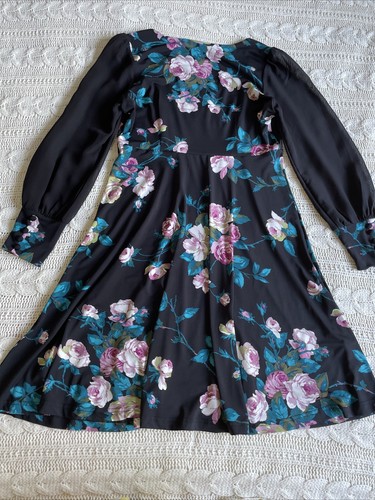 Leona Edmiston size 1 (AU10) Small Arwen Dress Black Pink Floral Print Dress EUC - Picture 15 of 16