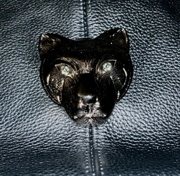 Sarif черная кожаная Дамская сумка сумочка Panther кристалл глаза богемное бахрома потрясающий! - Изображение 3 из 4