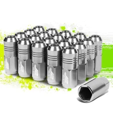 J2 ENGINEERING 7075 FORGED ALUMINUM 20X LUG NUT W/TUNER M12X1.5 50MM LONG SILVER