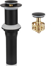 Desague emergente sin rebose para lavabo bano negro con cesta desmontable 80in