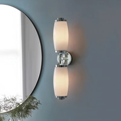 Weiß Chrom Badezimmerlampe Glamour Klassisch Wandlampe über dem Spiegel IP44 - Bild 1 von 4