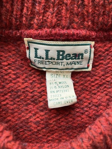 Vintage 80s LL Bean Wool Blend Sweater XXL 2XL Crewneck Fisherman USA Made Mens - Picture 3 of 5