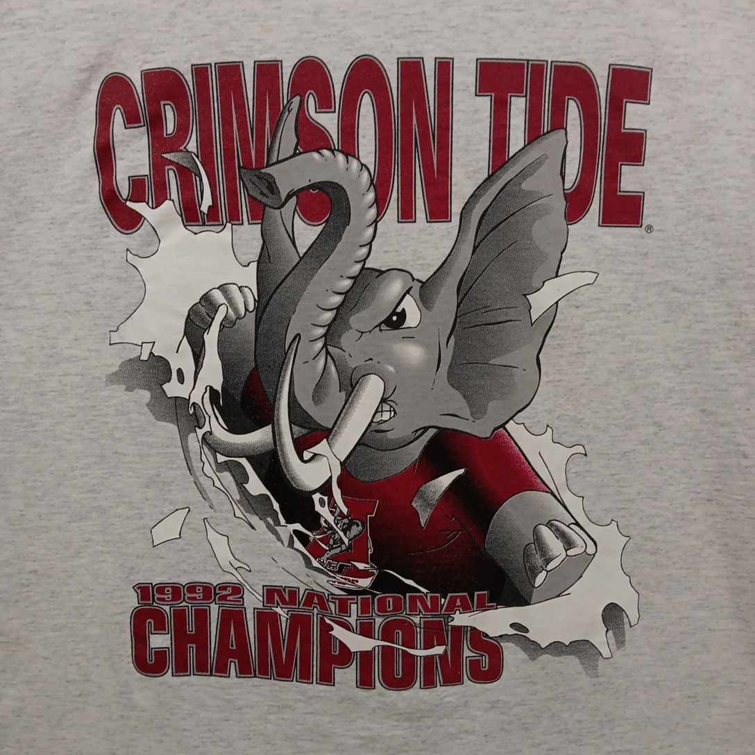 90s The Flint Stones Crimson Tide グレー Vintage 1992 Alabama Crimson Tide T Shirt Xl Gray Nutmeg