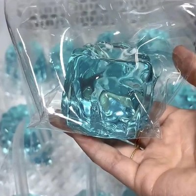 Kawaii TPR Ice Blue Translucent Super Soft Pudding Cat Paw Sticky Squeeze Toy