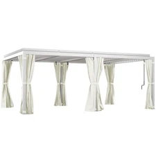 Outsunny 12'x19' Aluminum Pergola with Adjustable Louvered Roof, White