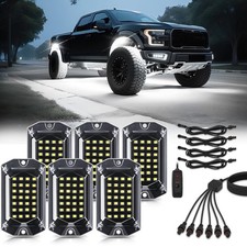 6 Pods Full Angle Pure White LED Rock Lights for Golf Cart ATV UTV RZR Trucks...