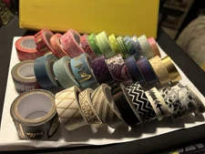 Lot of 33 Rolls of WASHI TAPE - All NEW or Barely Used!! Red Blue Green Misc!!!