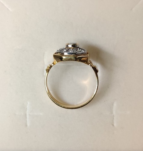 Anello vintage in Oro giallo 18 Kt 750% con topazio azzurro e zirconi (NUOVO!) - Foto 4 di 13