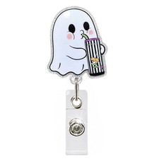 Halloween Funny Badge Reel, Juice Ghost Nurse Badge Clip Halloween Retractabl...