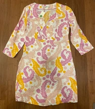 Boden Dress  NWT A-Line 3/4 Sleeve Beige Pink Linen 4 US / 8 UK 100% Linen Beach